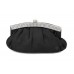 Evening Bag - Pleated Satin w/ Beads Accent - Black - BG-E70973BK